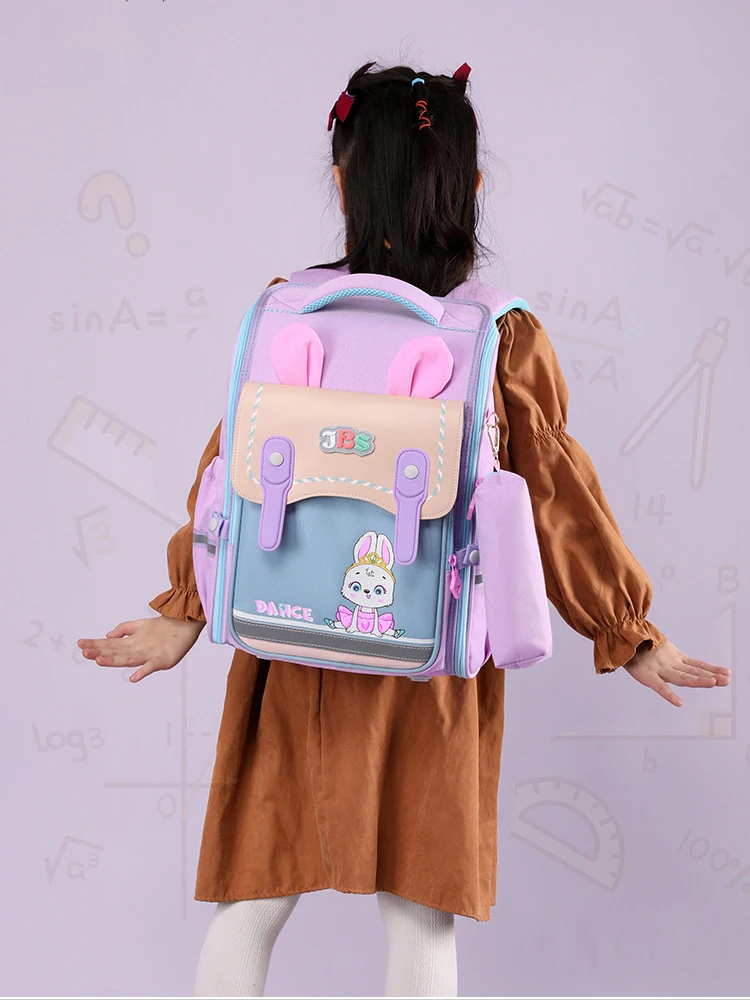 Backpack 2pcs Set with Pencil Case, Dancing Rabbit Girl, Space Bear Elementary School Bookbag Boy Lightweight Casual Daypack