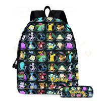 2 pz/set Anime Pikachu Pokemon Stampa Zaino Scuola Pikachu Ragazzi Ragazze Moda Laptop Zaino di Grande Capacità per I Regali 26