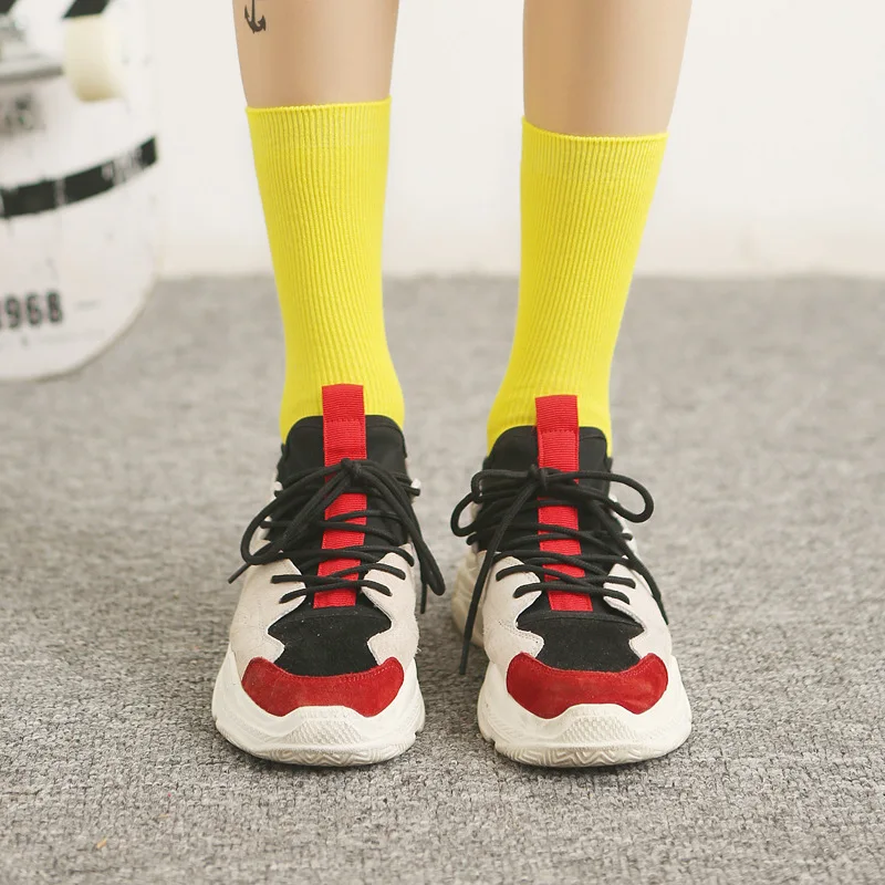 Klein Blue Women's Retro Fashion Crew Socks - Harajuku Style in Trendy Solid Colors