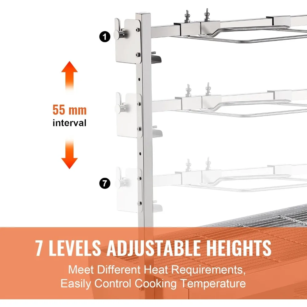 Upgrade Rotisserie Grill, 35 Inch 90 Lbs Capacity, BBQ Whole Pig Lamb Goat Charcoal Spit Grill, Electric 42W Motor Stainless