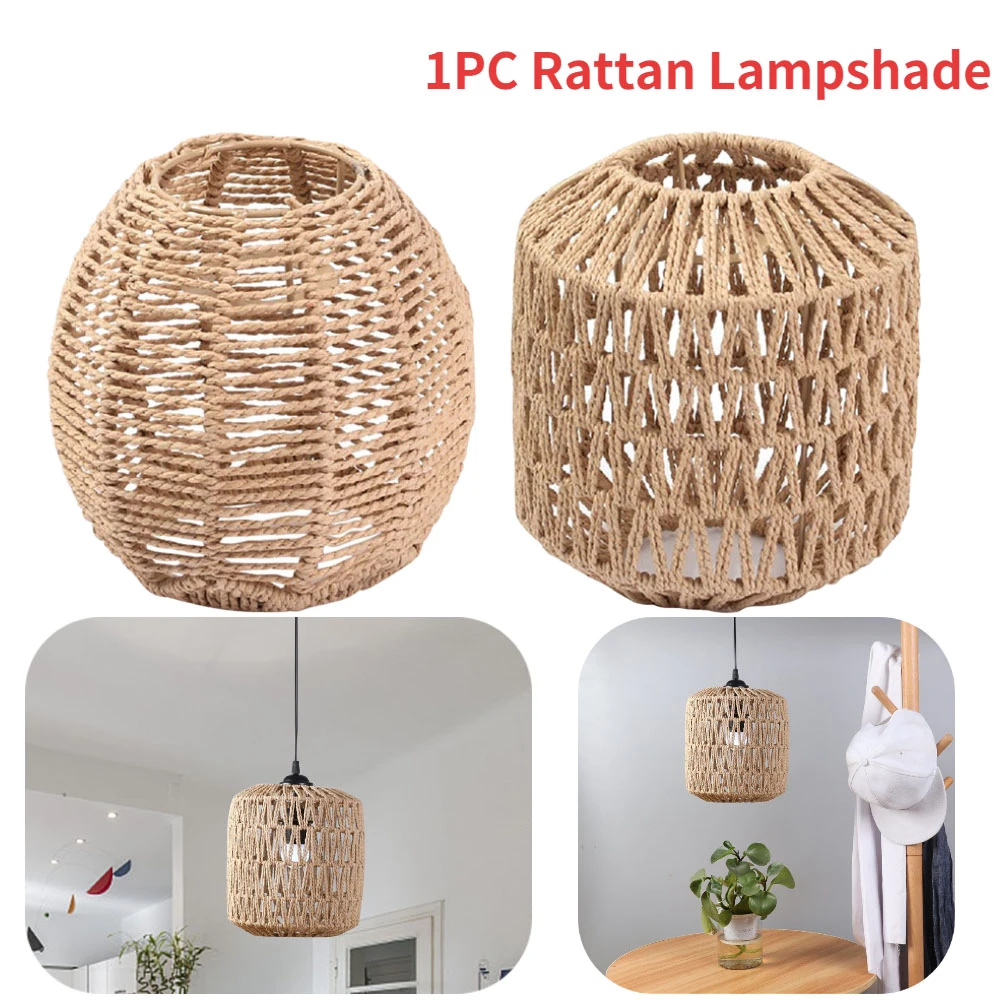 Bedelen klasse puzzel Handmade Woven Home Lighting Lampshade Simulated Rattan Ceiling Lamp Cover  Chandelier Hanging Lampshade Living Room Decoration - Lamp Covers & Shades  - AliExpress