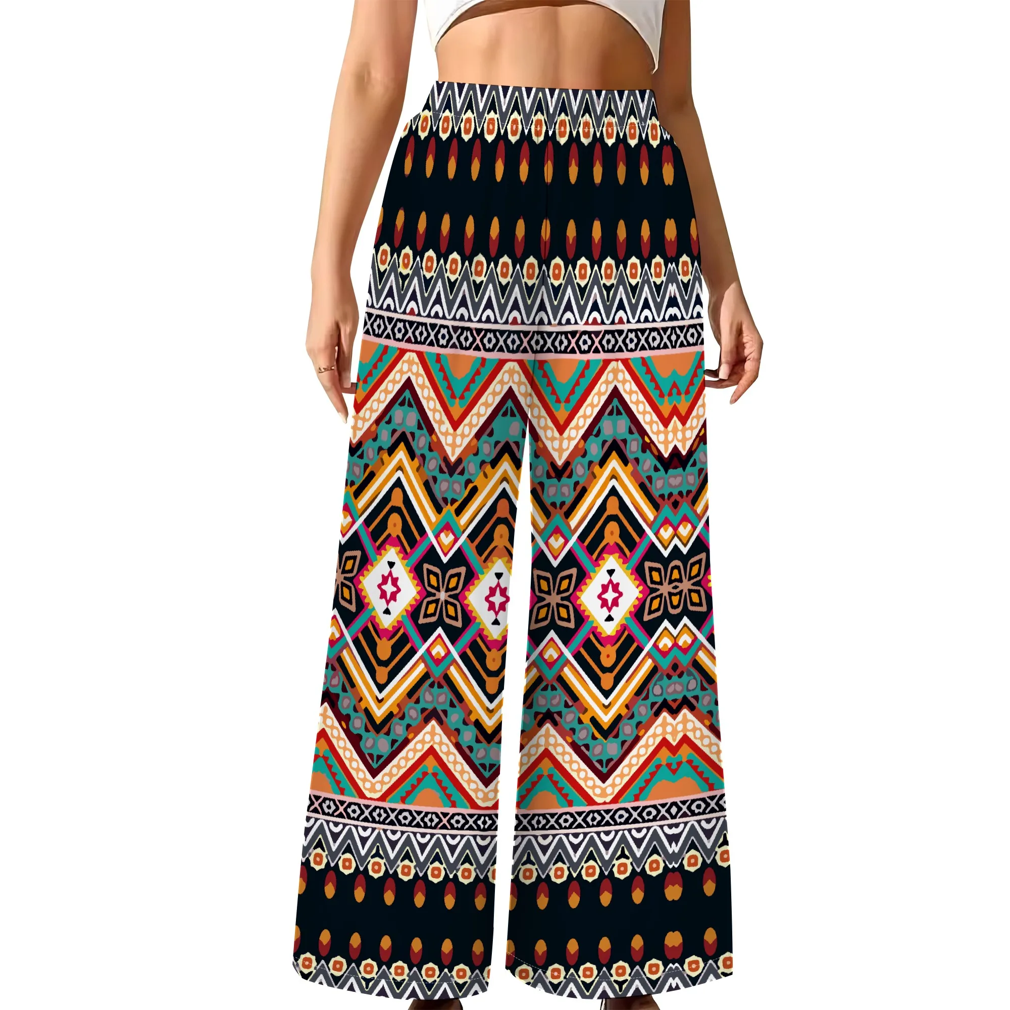 Women's Summer Wide Leg Pants African High Wasited Baggy Palazzo