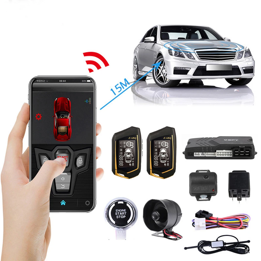 Two Way Car Alarm System Full Set Immobilization Remote Starter Keyless Entry Automotive Smart Start Stop Button Lock Kit car alarm car alarm kit car remote starter car alarm remote control car start stop button