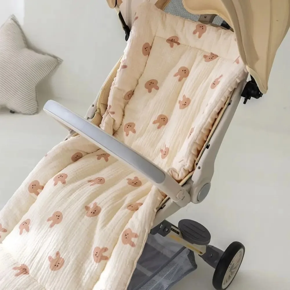 Washable Cartoon Baby Stroller Cushion Rainbow Flower Trolley Mattress Soft Square Baby Seat Cushion Seat Liner