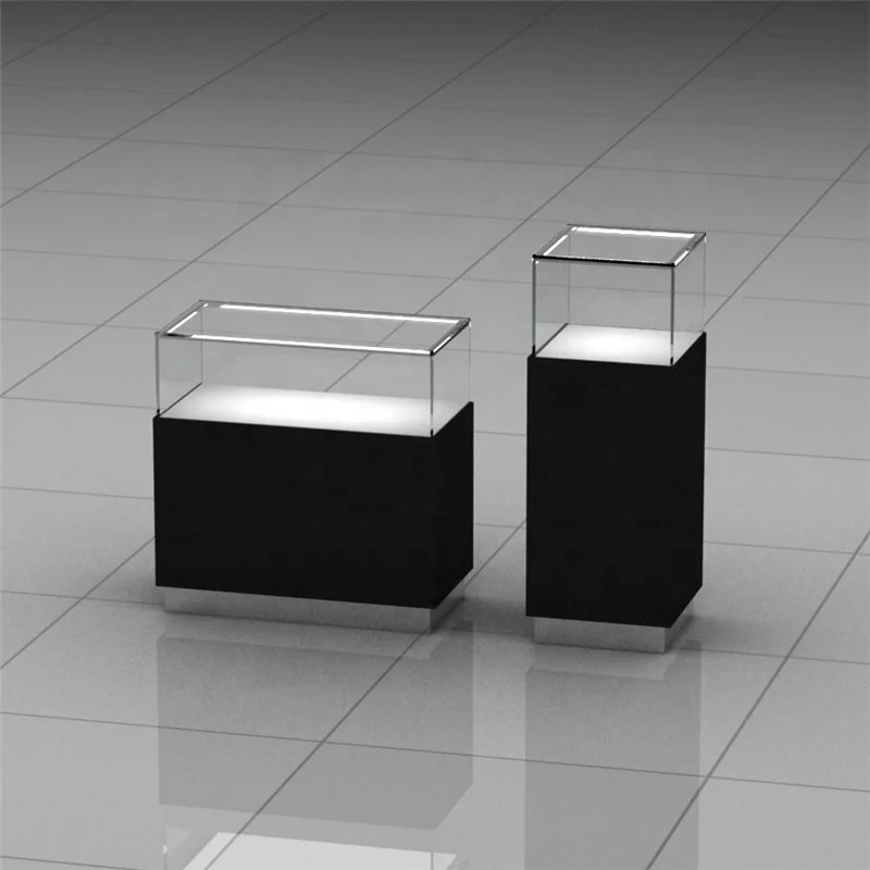 

Custom. Retail Wooden Smoke Store Fixture LED Glass Display Counter Lockable Jewelry Display Showcase