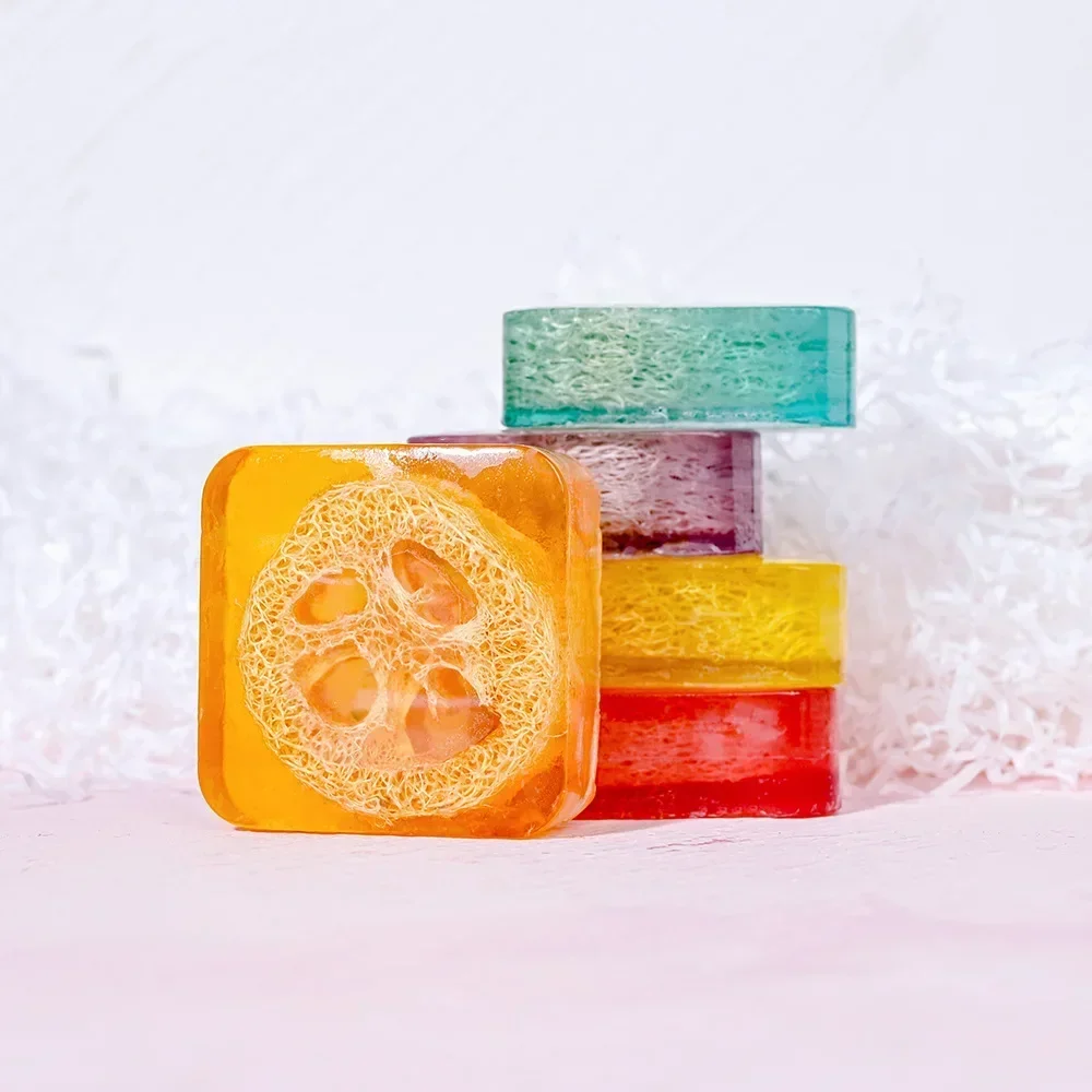 New Design 100g Kojic Acid Soap with Loofah Lemon Loofah Soap Handmade Essential Oil Soap Lavender Rose Turmeric Bath Bar 6
