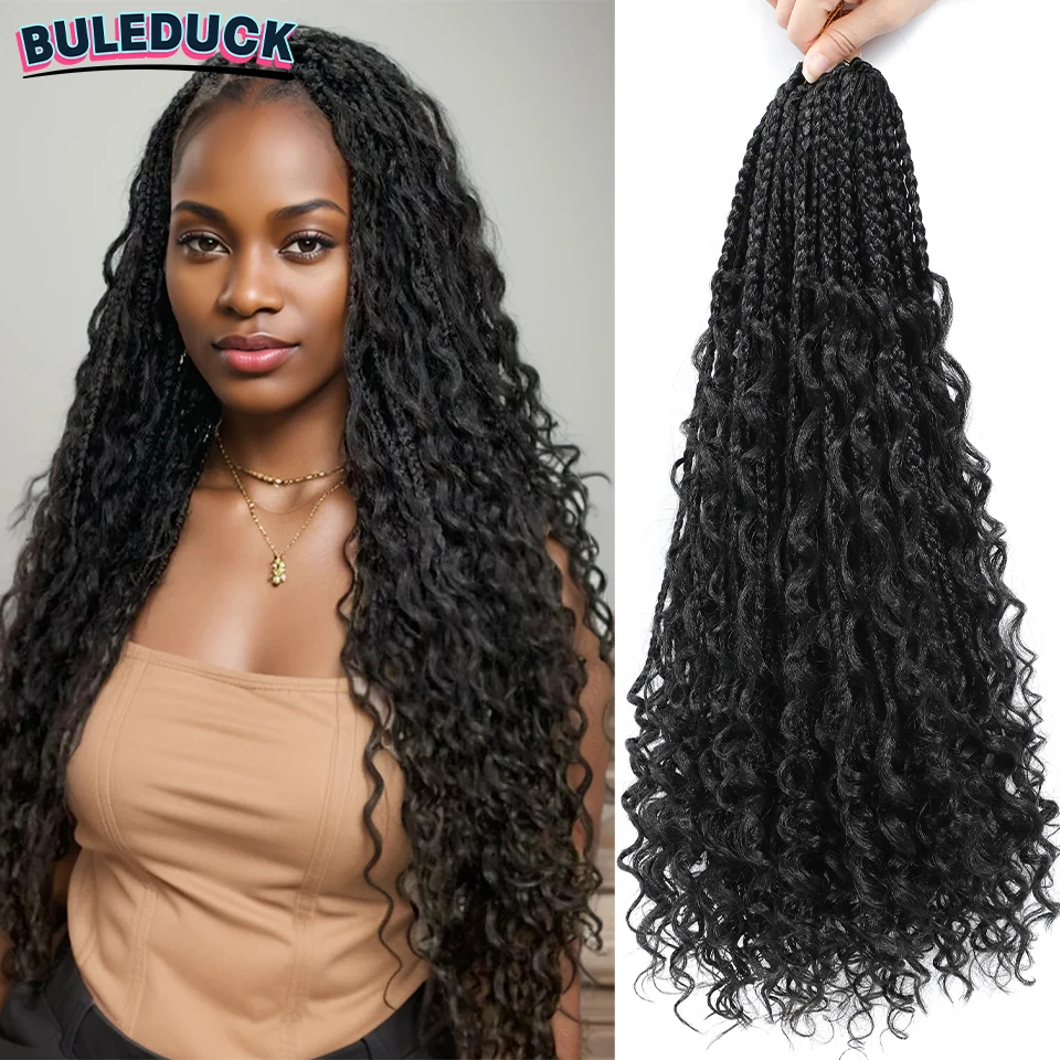 

14 20 Inch Boho Box Braids Crochet Hair 1B 30 27 Colored Crochet Braiding Hair Goddess Box Braids With Curly Ends Crochet Hair