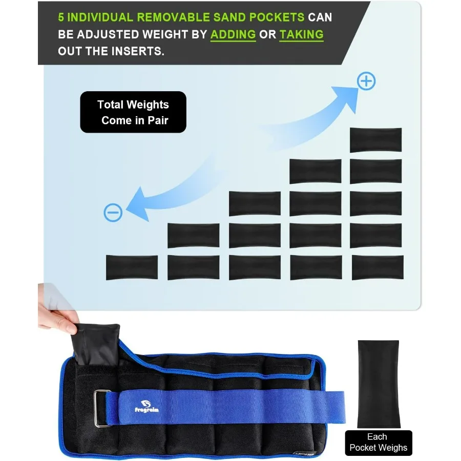 Adjustable Ankle Weights 6 lbs each( 12 lbs pair) with Removable Weight for Jogging, Gymnastics, Aerobics, Physical Therapy