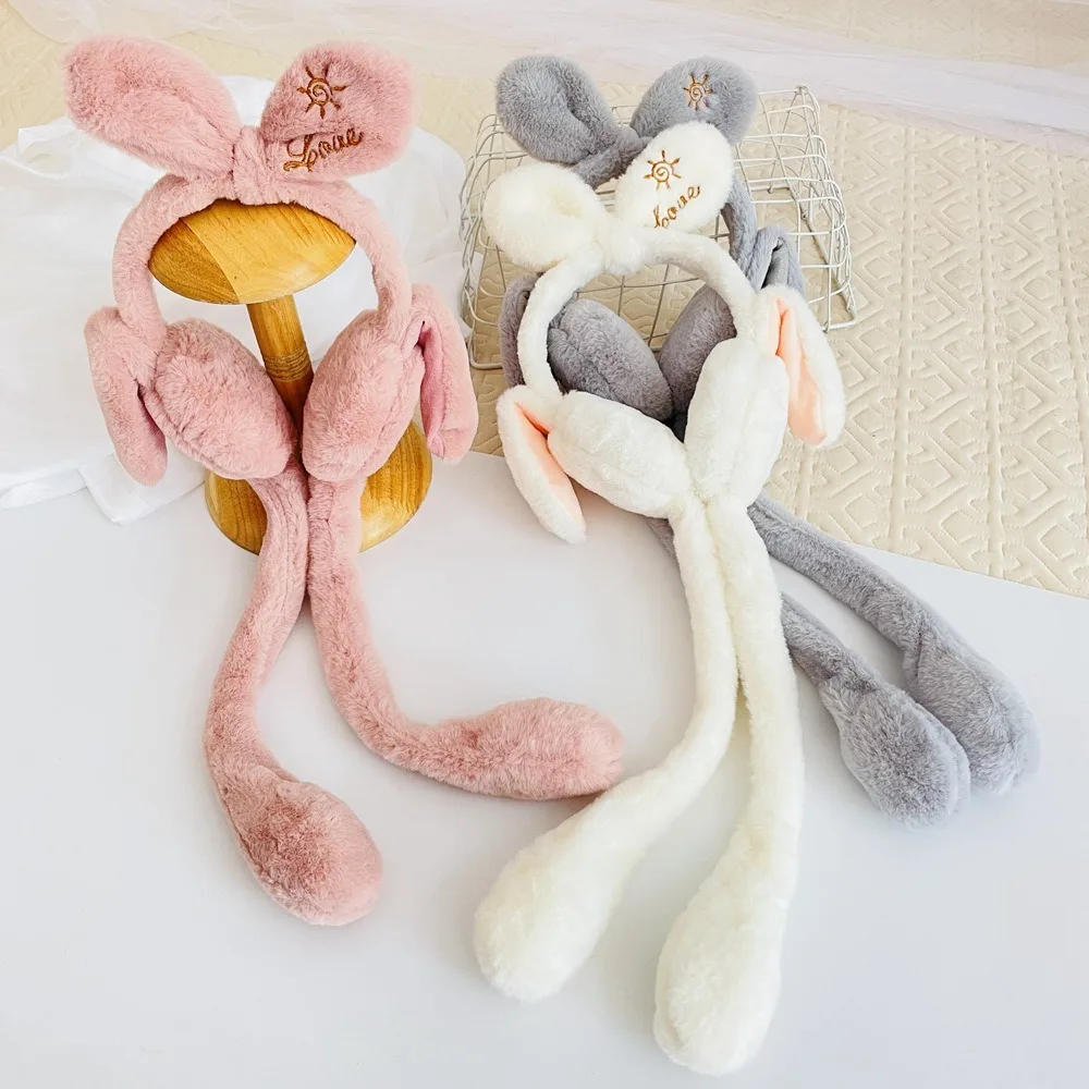 

Winter Warm Moving Earmuffs Funny Toys Cute Rabbit Headwear Animal Earflap Hat Earmuff Earflap Plush Moving Hat