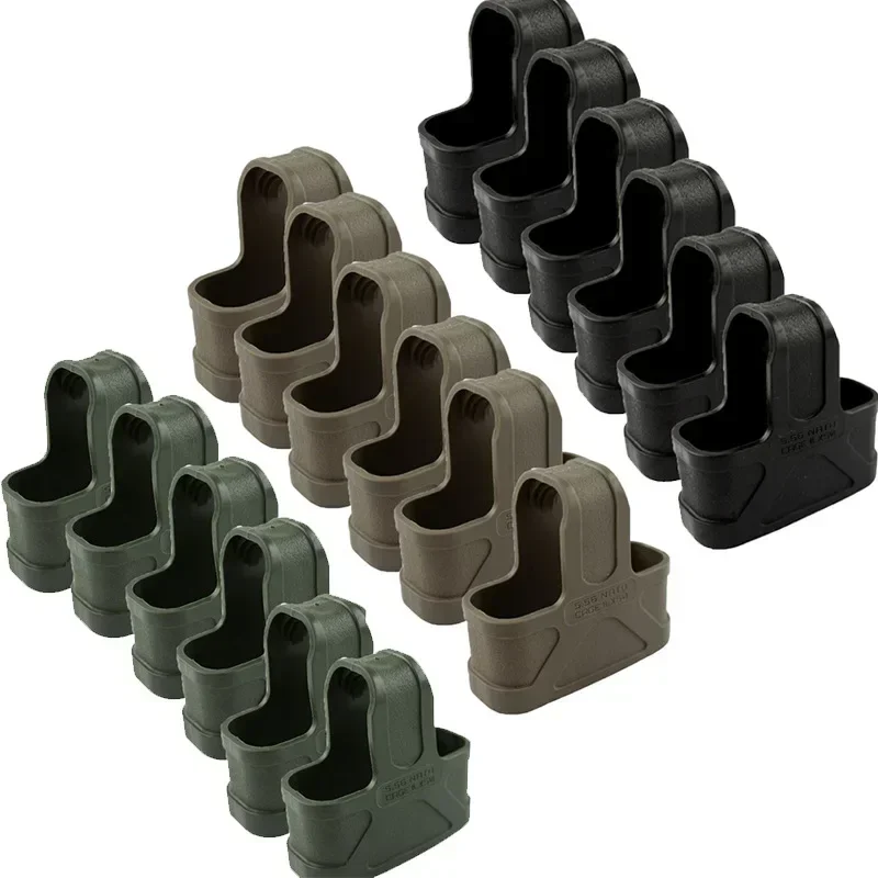 6pcs Tactical 5.56 Fast Magazine Rubber Holster Mag Pull Assist Cage Loops NATO Skull M16 AR15 Paintball Airsoft Gun Accessories