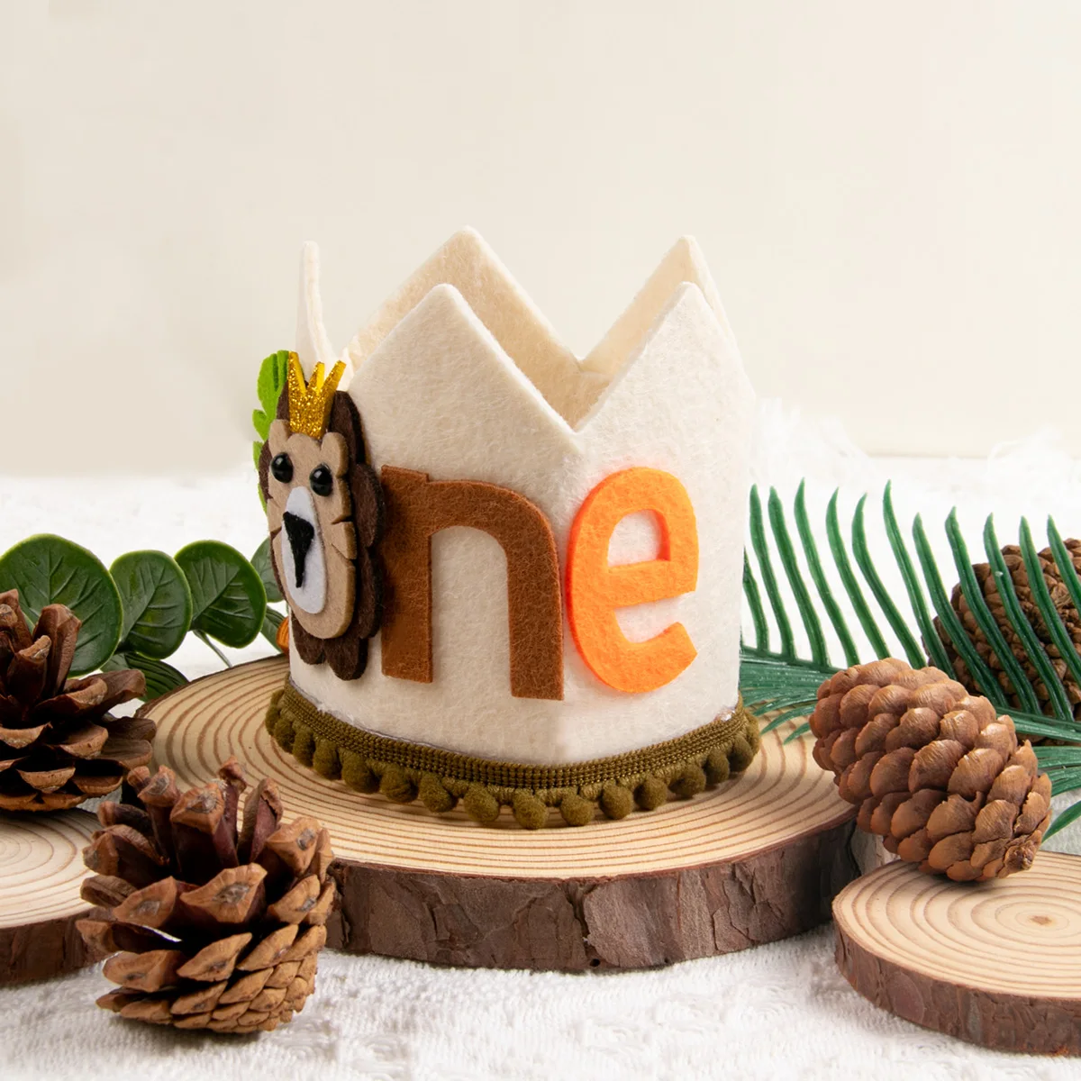 Description Picture 3 of itemJungle Safari Theme Kids One 1 Year Birthday Crown Animal Lion Headband Hat Boy 1st Birthday Party Supplies Baby Shower Headband