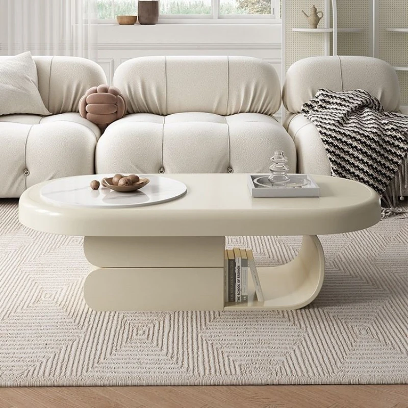

Cream wind advanced sense tea table small living room designer small tea table simple modern French online celebrity oval