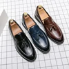 Brogues Shoes Men High Quality Social Leather Shoes British Tassels Formal Leather Men Wedding Business Dress Leather Shoes Male
