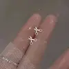Trendy Butterfly Star Snake Flower Stud Earrings for Women Metal Small Jewelry Scissors Rhinestones Ball Beans Heart Earrings 2