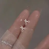 Trendy Butterfly Star Snake Flower Stud Earrings for Women Metal Small Jewelry Scissors Rhinestones Ball Beans Heart Earrings 2