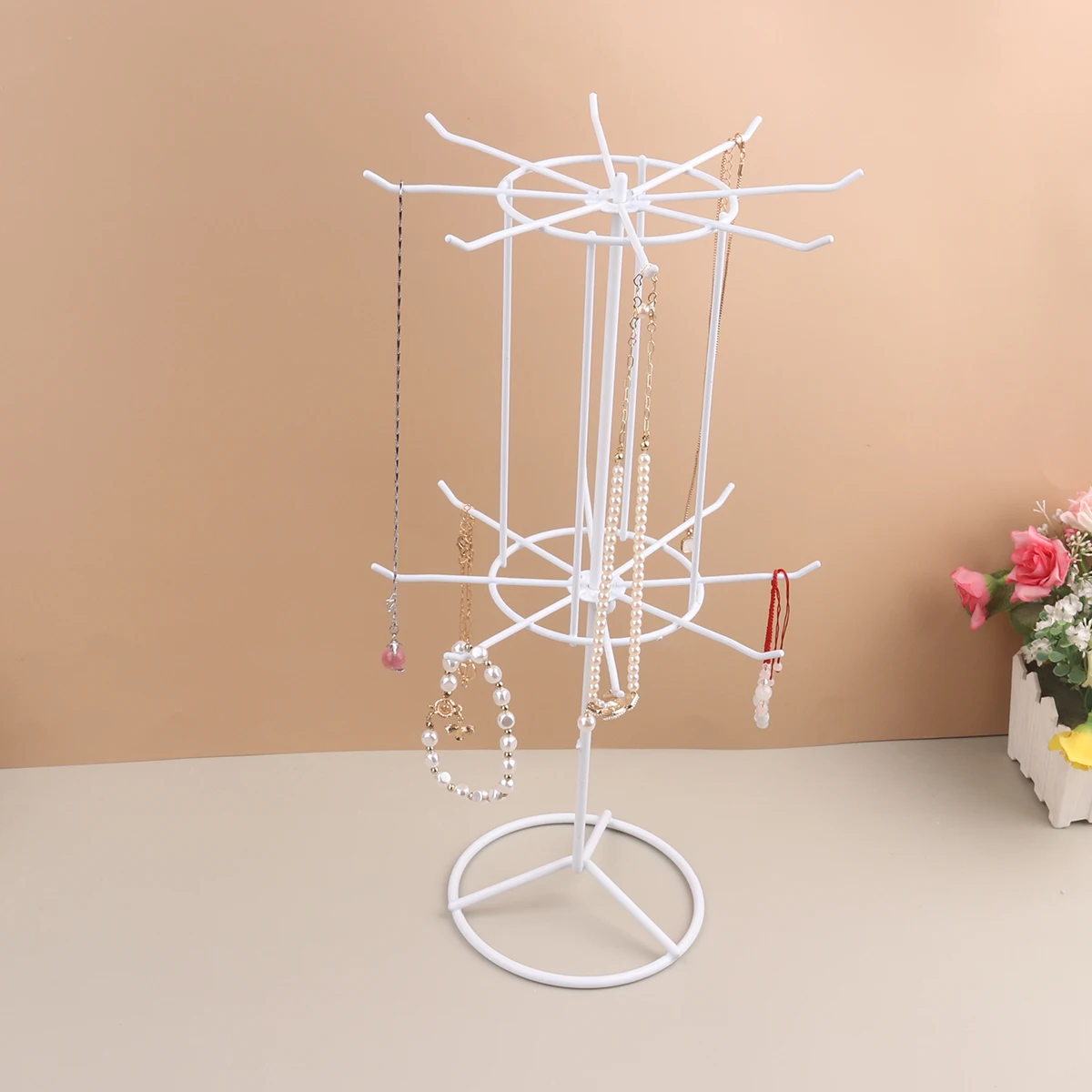 Black/white Iron Double-layer Jewelry Rack Necklace Display Rack Bracelet Bracelet Hanger Hair Accessories Earrings Jewelry Rack