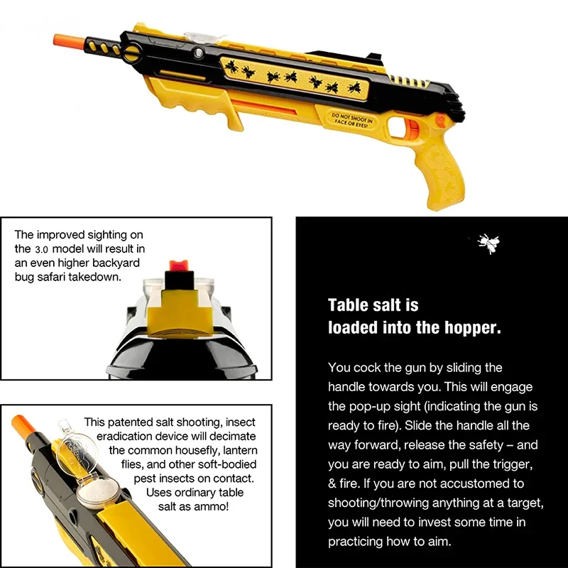 Mosquito Fly Gun New Salt Gun Upgraded accurate Aiming Fly and Mosquito Killer Adult Simulation Toy Fly Killer Flie Shooting Game Plastic