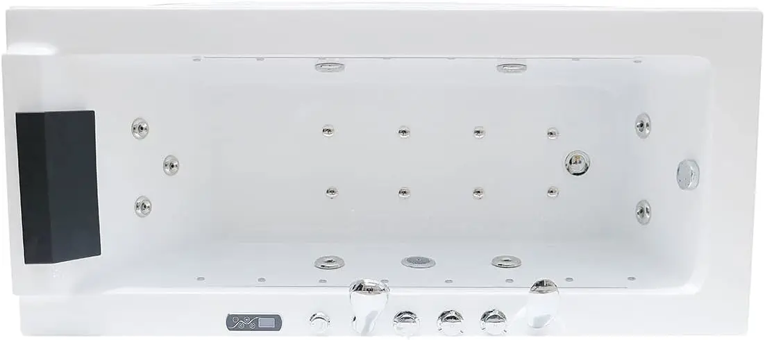 HIGH-END 67 In Waterfall Whirlpool bathtub with Control Panel Heater Radio Speaker Air jets with LED Light (D-DK-Q351N-L)