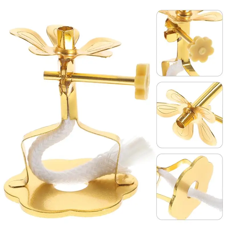 2Pcs Butter Lamp Wick Holder Stand Buddha Supplies Oil Core Dimmable Frame