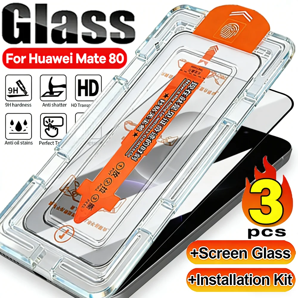 Premium Tempered Glass Screen Protector 3-Pack with Easy Installation and Auto-Dust Removal