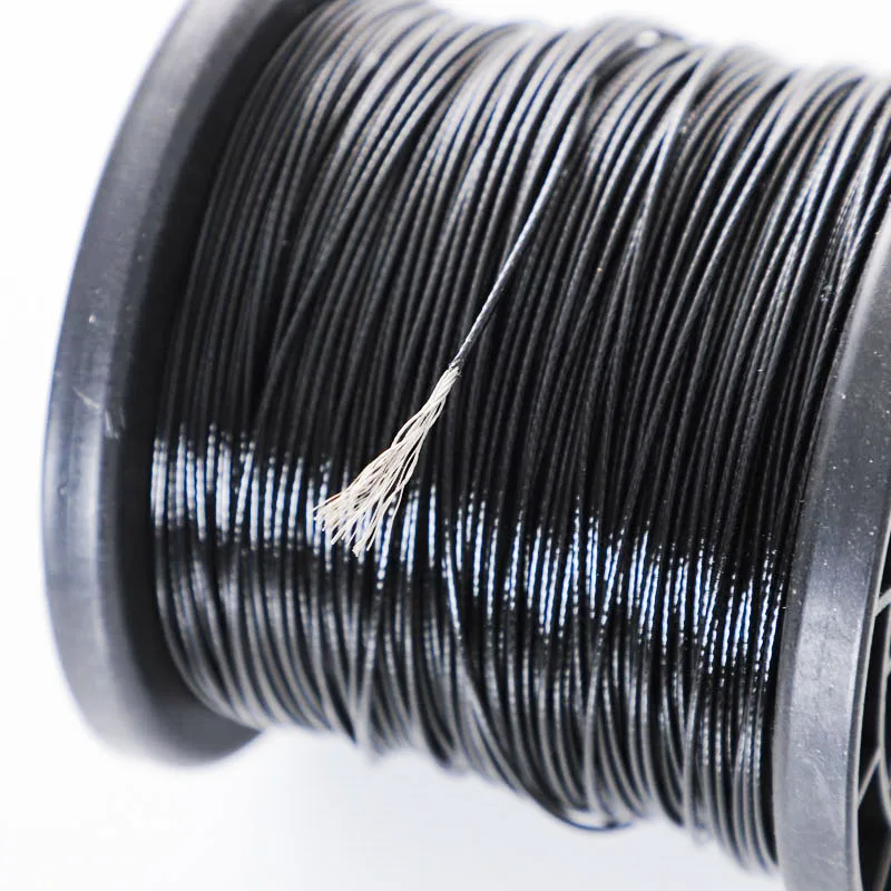 Cabo de Fio Flexível Preto Pvc Revestimento Plástico 0.82 mm de Diâmetro 200m Aço Inoxidável 304