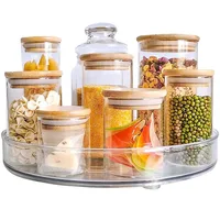 1PCS 9 Inch Lazy Susan Spice Rack Organizer, 360 Degree Rotating Round Lazy Susan Turntable for Cabinet, Clear 1