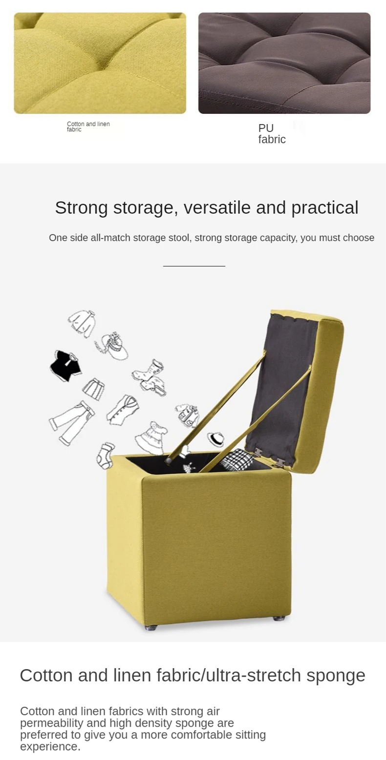 Description Picture 4 of itemFolding Stool Multifunctional Storage Ottoman Living Room Furniture Nordic Style Outdoor Portable Folding Chair PU Leather Stool