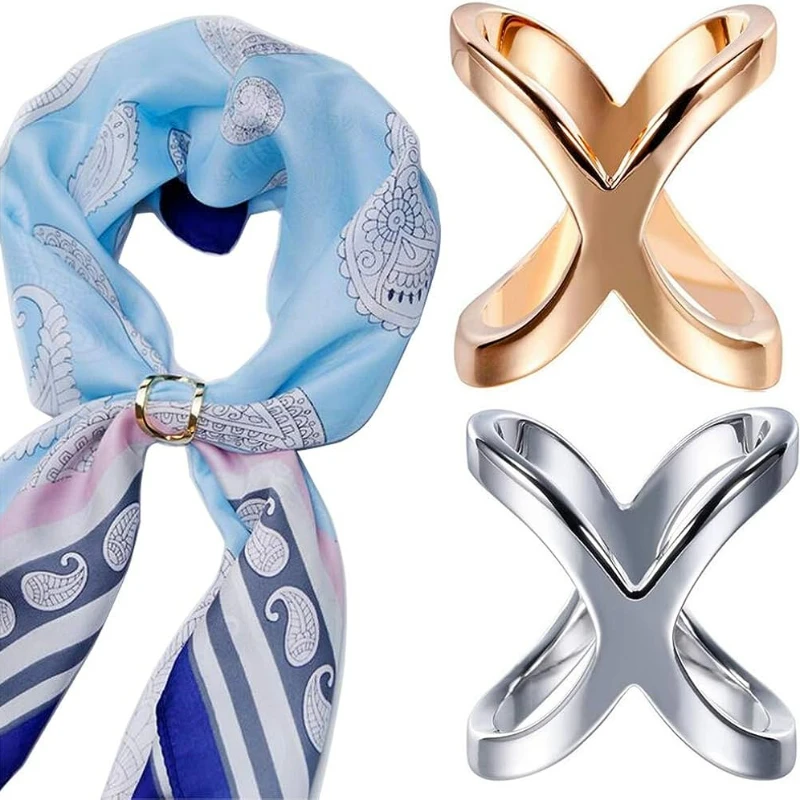 

X Shaped Metal Scarf Buckle Brooch Designer Clothing Corner Buckles Simple Dual-purpose Hem Shirt T-shirt Buckle Accessories