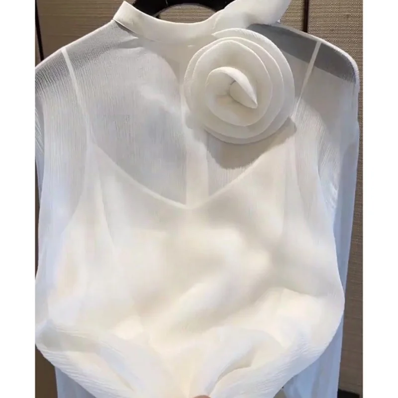 Unique Chic Three-Dimensional Flower Shirt Women's New Button Casual Top