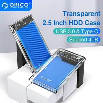 ORICO 2.5 HDD SSD 케이스, SATA-USB 3.0 어댑터 케이스, HD 외장 하드 드라이브 인클로저 박스, 디스크 HDD 타입 USB C 인클로저 UASP