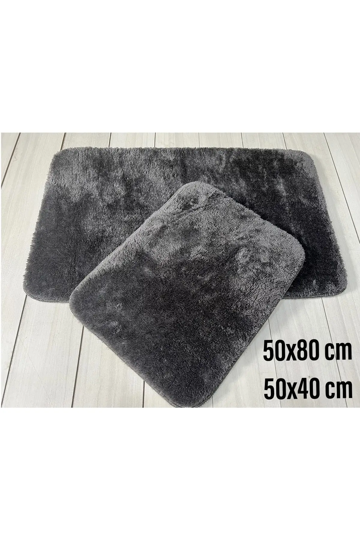 

Bathroom Mat Set 2 Piece Bathroom Rug Plush Fleece Carpet Anthracite
