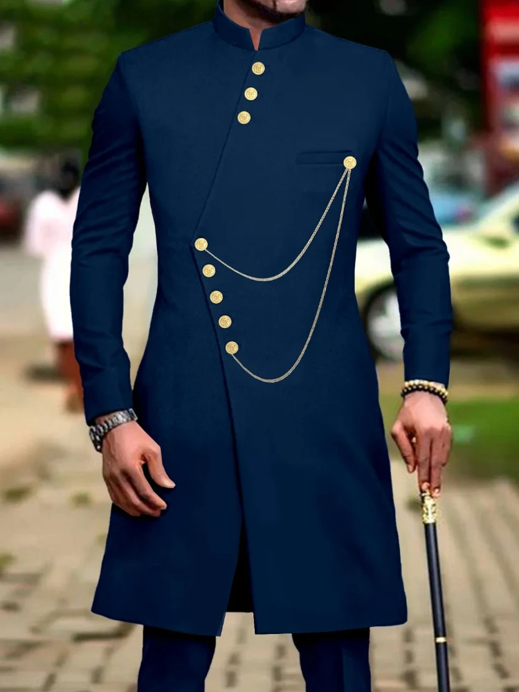 Men's fashion luxury solid color dress two-piece set