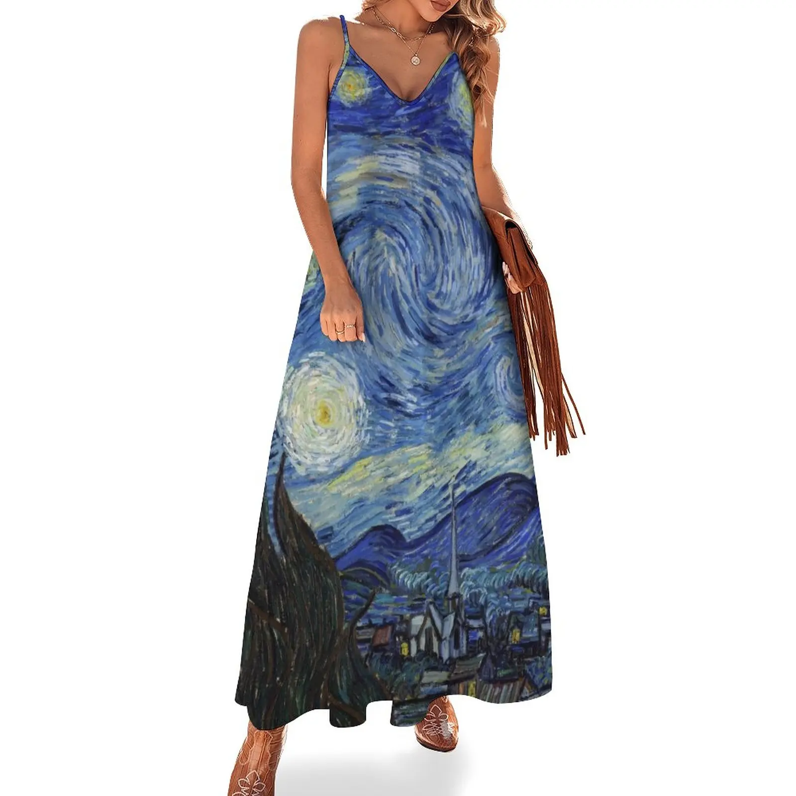 

Starry Night - Vincent Van Gogh Sleeveless Dress beach dresses Party dresses for women summer dresses