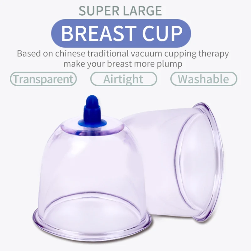 2 Pieces Enlarge Breast Cupping for Female Breast Massager Chinese Vacuum Set 13.5cm Female Cupping Massage Vacuum Cup Set 6