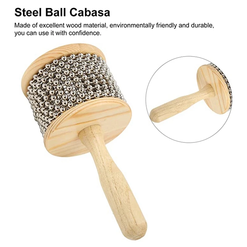 B93B-Wooden Kabasa, Steel Ball Hand Crank Toy, Portable Children's Teaching Instruments For Home And Kindergarten