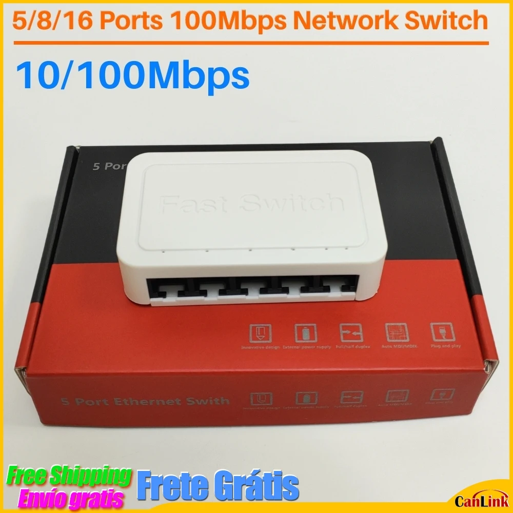 5/8/16 Porte 100Mbps Rj45 Switch Di Rete Veloce Ethernet Smart Switch Hub Con Adattatore Ue/Usa Mini Switch Di Rete