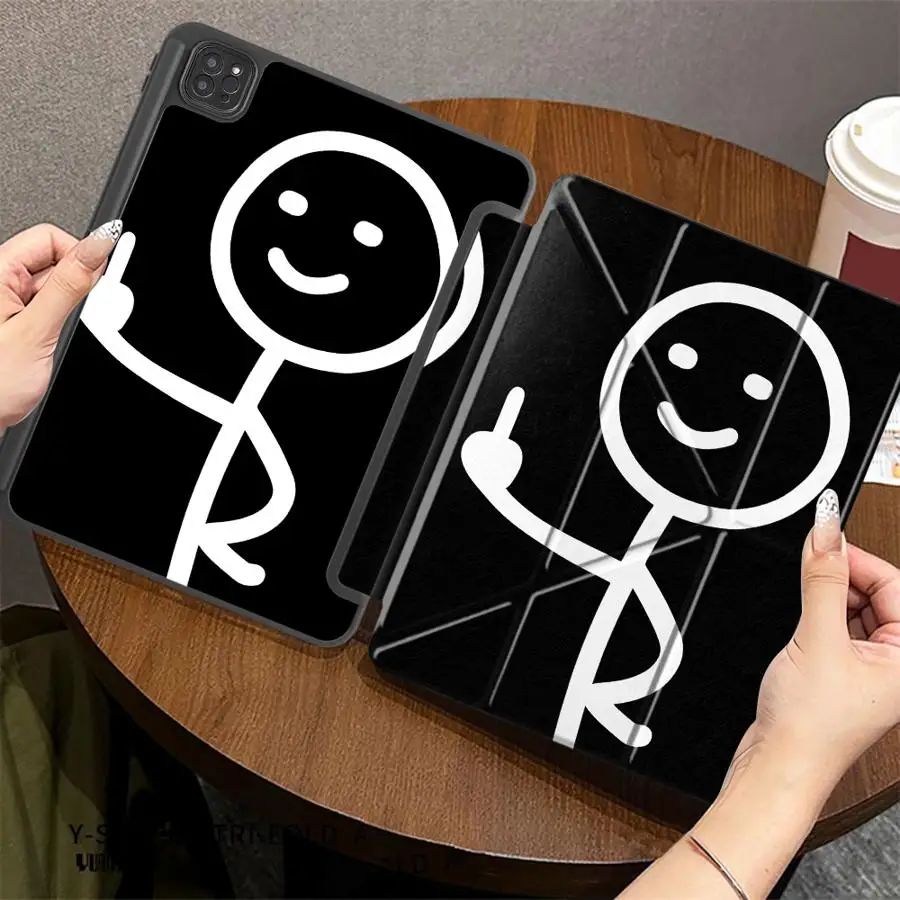 Whimsical Finger Stick Figures Tablet Case - Cartoon Art Design