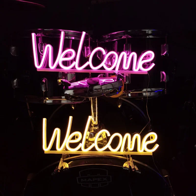 Welcome Neon Sign Welcome LED Neon Light Wall Art Sign Light up