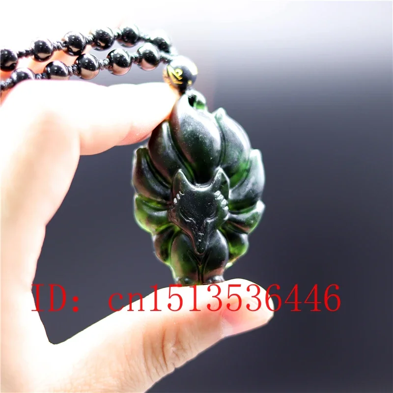 Collana Giada Verde Con Ciondolo Volpe – Portafortuna Feng Shui Regolabile, Amuleto Protezione, Gioiello Per Donna