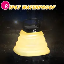 Lampes de Camping à énergie solaire, lanterne LED suspendue et étanche, Portable et pliable, lumière chaude