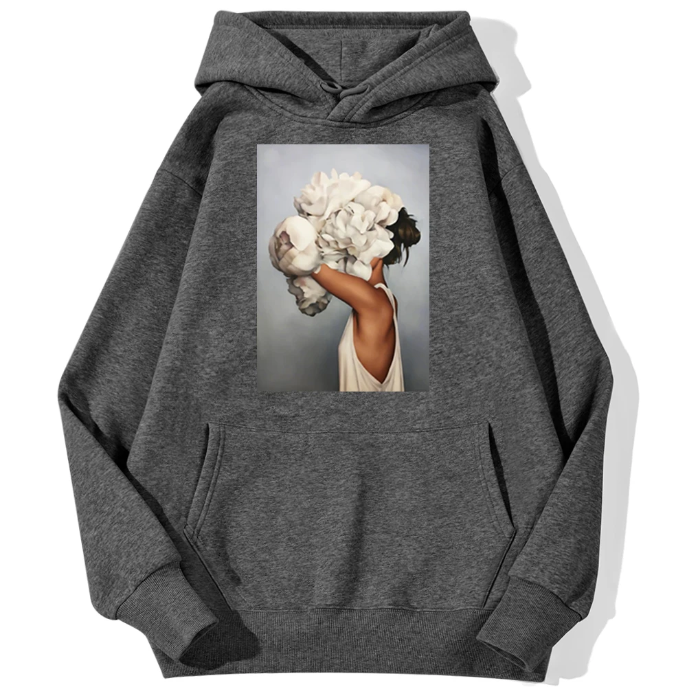 

Beautiful Flowers Girl Print Hoodie Men Fashion Loose Hoodies Sweatshirts Funny 2022 Autumn Tracksuit Fleece Warm Pullover