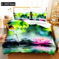 Ensemble de housse de couette Lotus rose, ensemble de literie Jingguan naturel, 200x200, 220x240cm, pour femmes et enfants, décorations de chambre à coucher 3