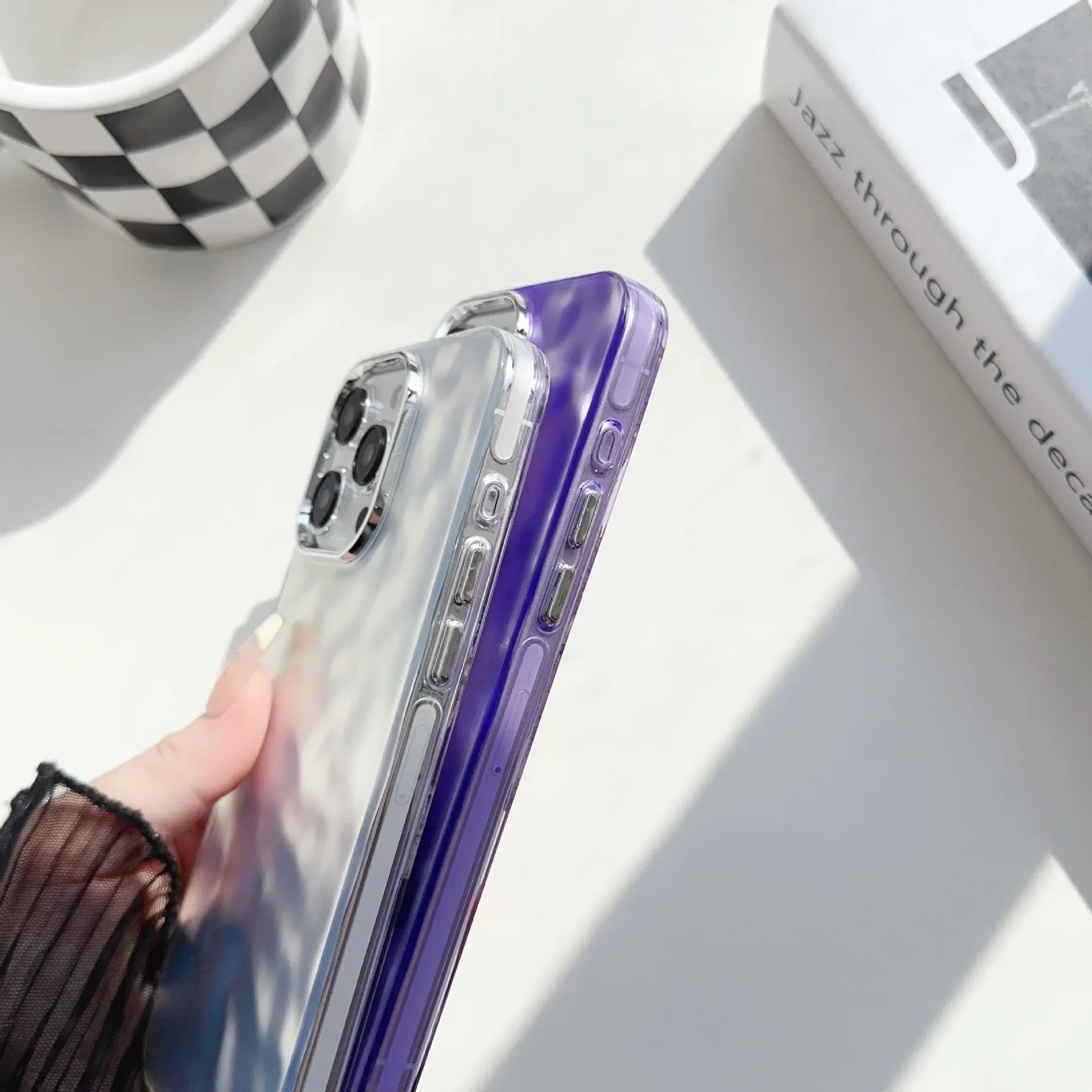 Luxury Matte 3D Water Wave Pattern Phone Case For iPhone 15 14 Plus 13 12 11 Pro Max Shockproof Metallic Glitter Protector Cover