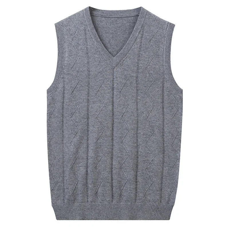 Description Picture 4 of itemAutumn New Men Vest Fashion Mens Wool Vest Men's V-neck Sweater Waistcoat Sleeveless Sweater Clothes Plue Size 3XL
