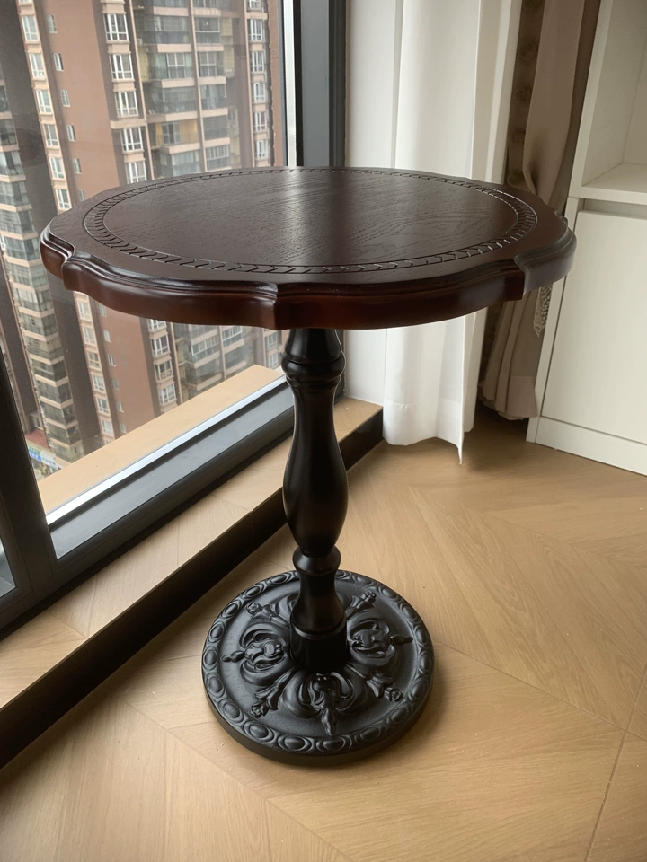 Modern Round Coffee Table With Rock Slab Top | Stable Iron Base For Living Room, Patio Or Balcony