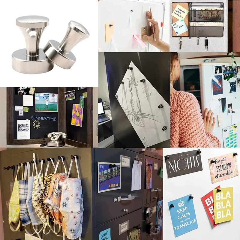 Magnetic Push Pins Neodymium Magnet Sucker Metal Thumbtack Hanging Hook Refrigerator Whiteboard Office