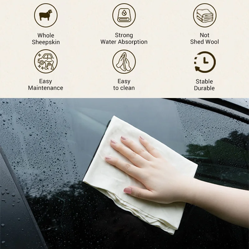 SEAMETAL Natural Chamois Car Cleaning Towel Suede Deerskin Cloth Quick Dry Wash Towel Super Absorbent Rags for Car Wash Care 6