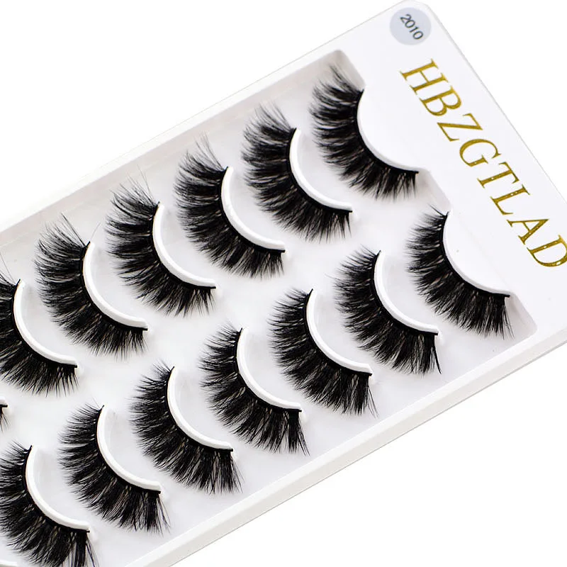 Natural Long Cílios Postiços, 3D Mink Lashes Extension, Lashes Falsos, Maquiagem para Beleza, 10 Pares, 2022 Novo