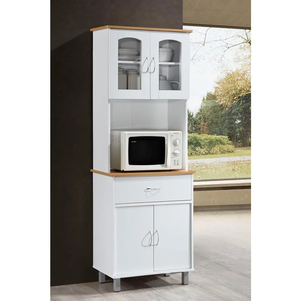 Top and Bottom Enclosed Kitchen Cabinet, Chocolate-Grey