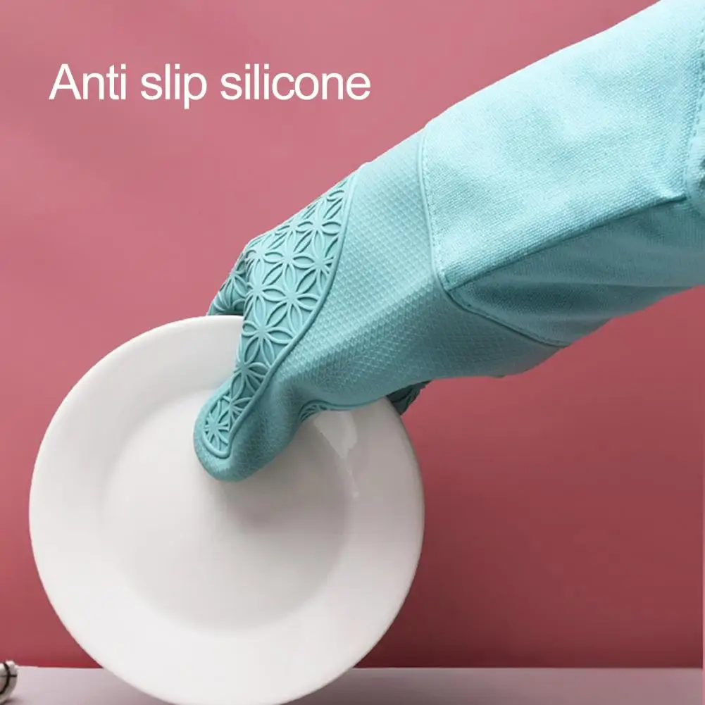 Good Grip Oven Mitt Silicone Soft Cotton Lining Baking Glove Thicker Anti-slip Heat Resistant Microwave Glove Kitchen Gadgets